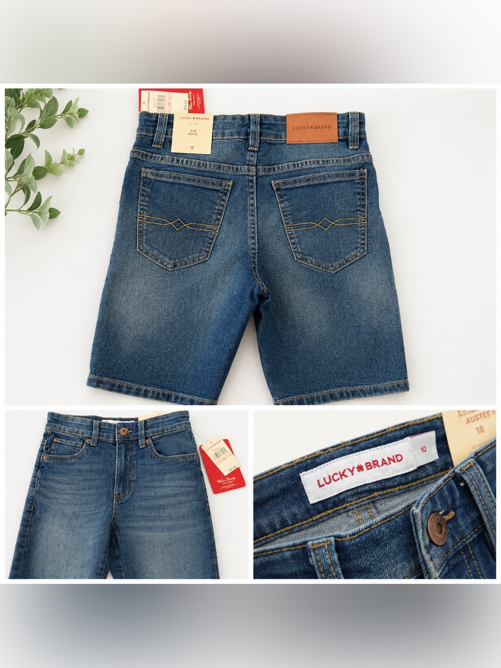 🛍️ Lucky Brand Orlando Slim Denim Bermuda Shorts – NWT – Size 10 Boys